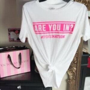 Victoria's Secret PINK Are You In Pink Nation White Short Sleeve T-Shirt